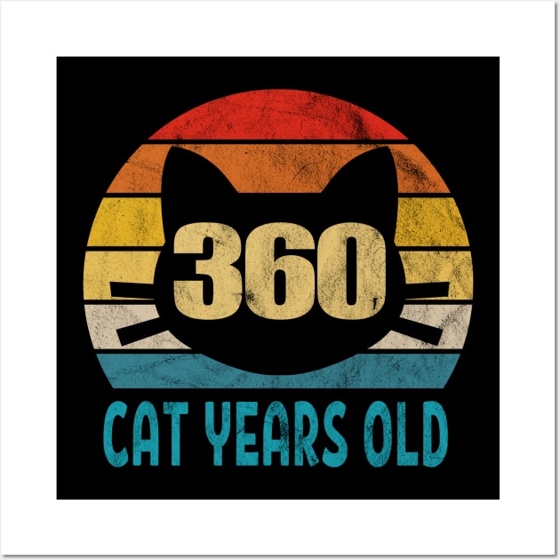 360 Cat Years Old Retro Style 86th Birthday Gift Cat Lovers Wall Art by Blink_Imprints10